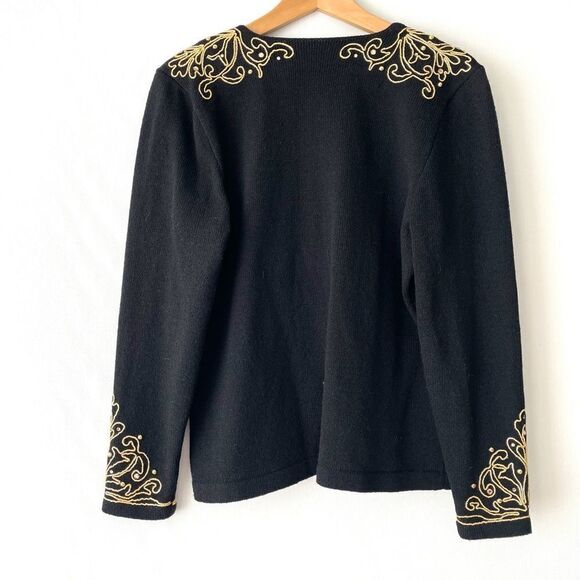 vintage louis marino for jennifer roberts rare gold embroidery cardigan size 8 - Picture 6 of 8